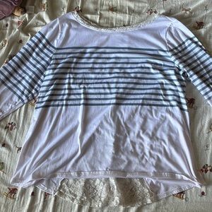 Blue and White Striped Blouse